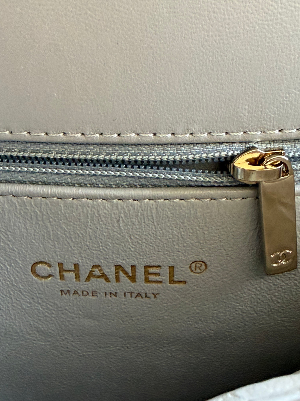 Chanel Grey Chevron Flap