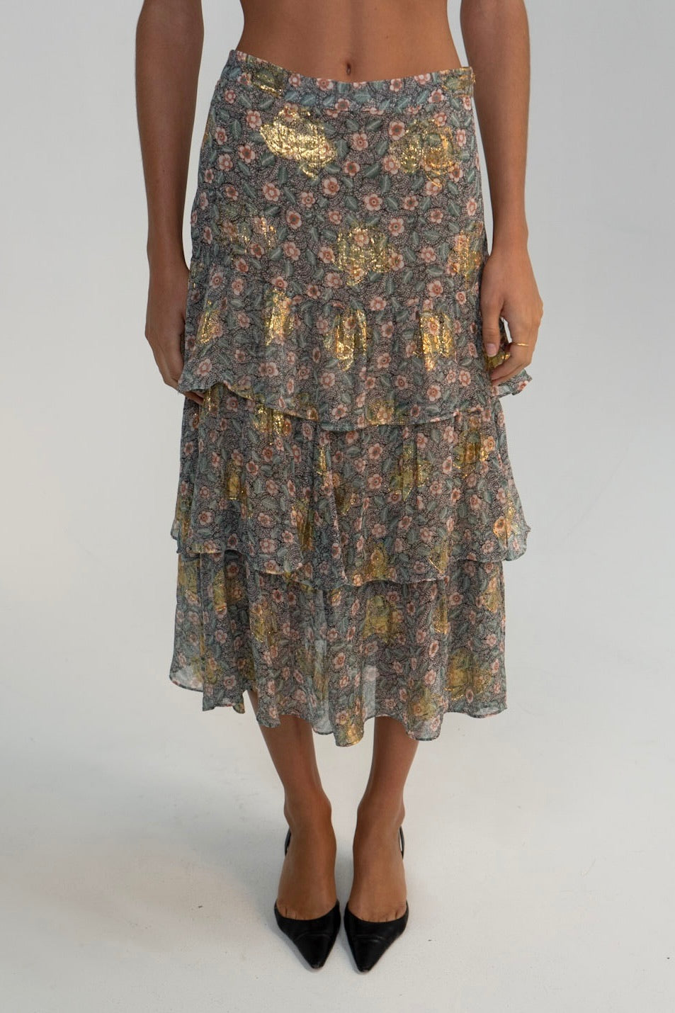 The Kooples Floral Midi Skirt