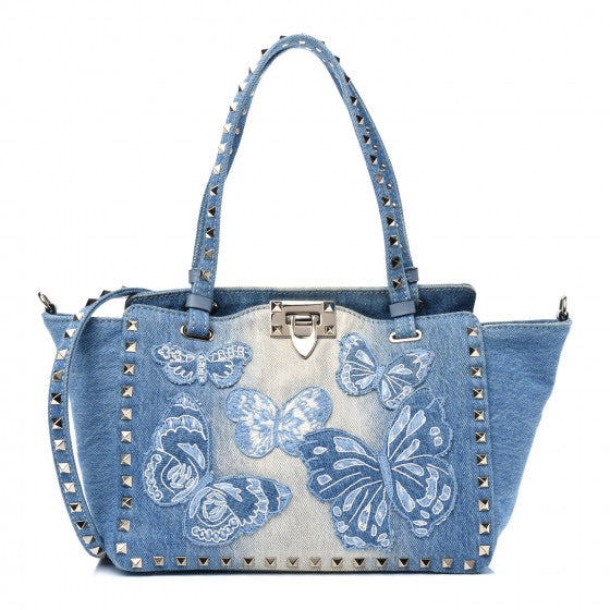 Valentino Denim Butterfly Tote
