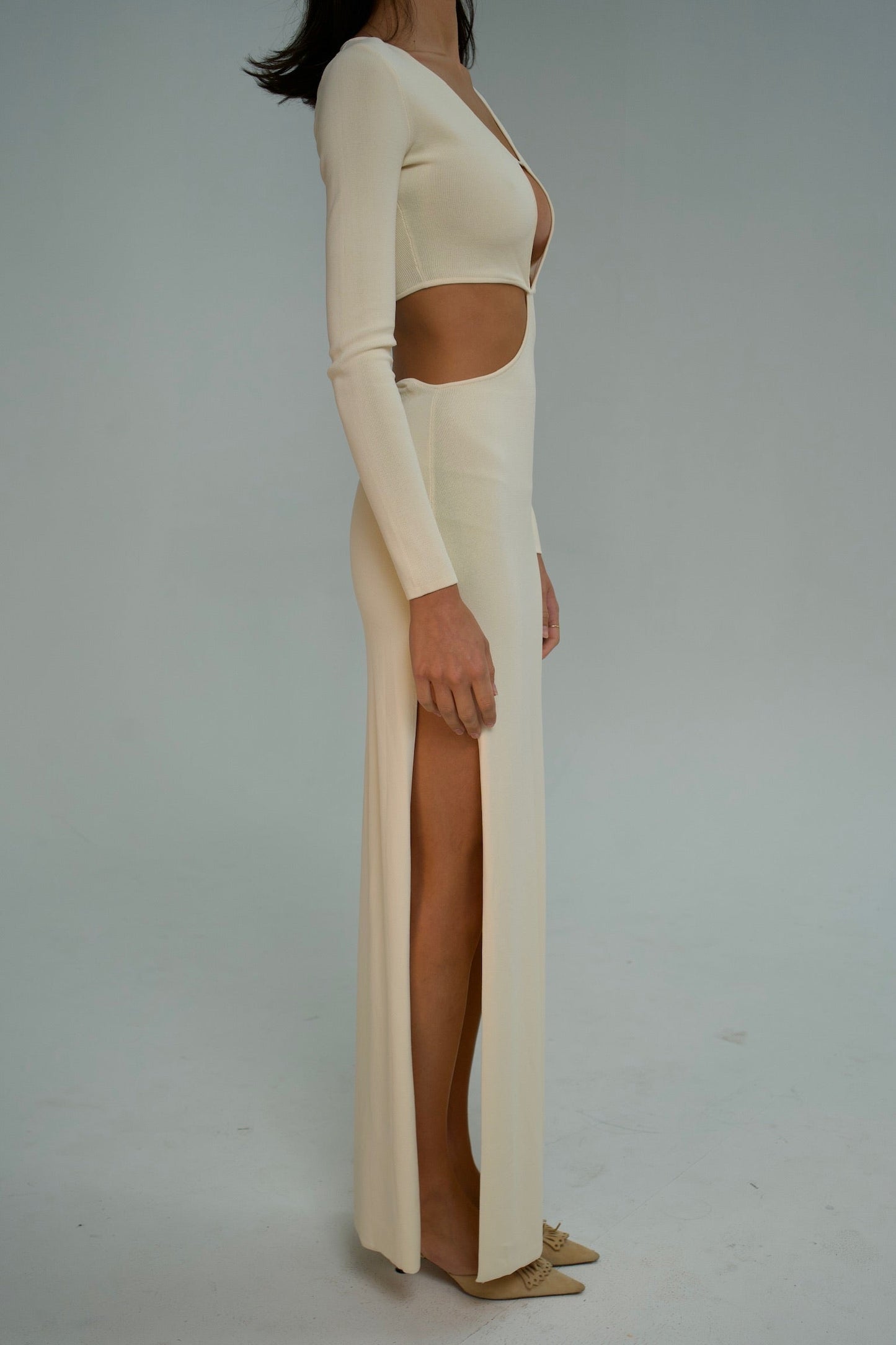 SAME Ivory Cut- Out Maxi Dress