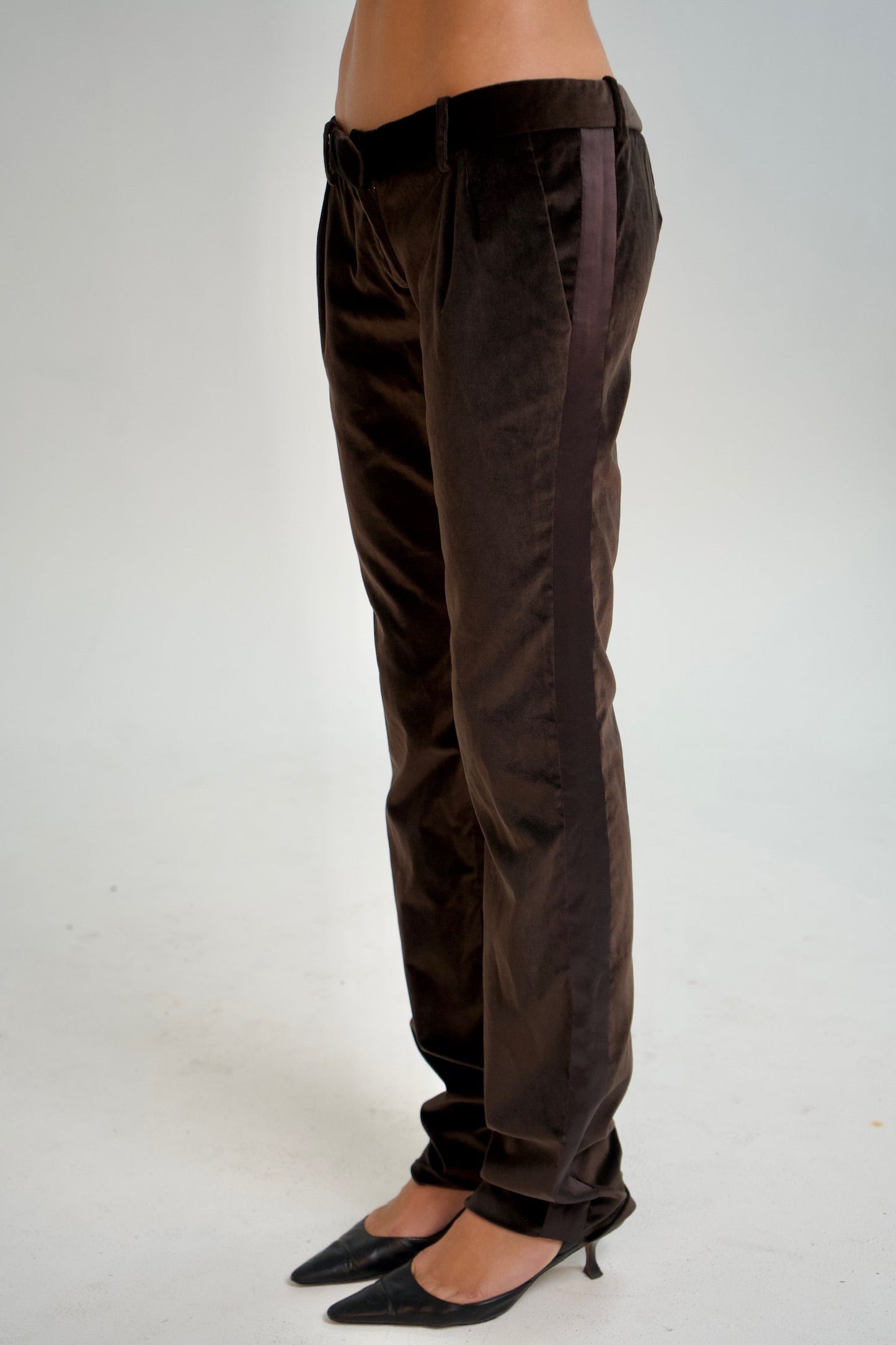 Brown Velvet Low Rise Pants