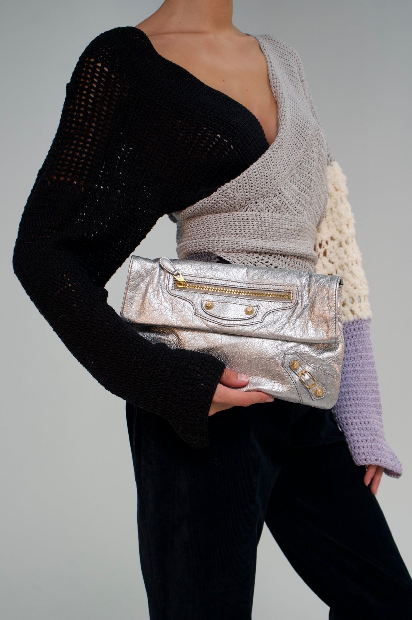 Balenciaga Silver Clutch