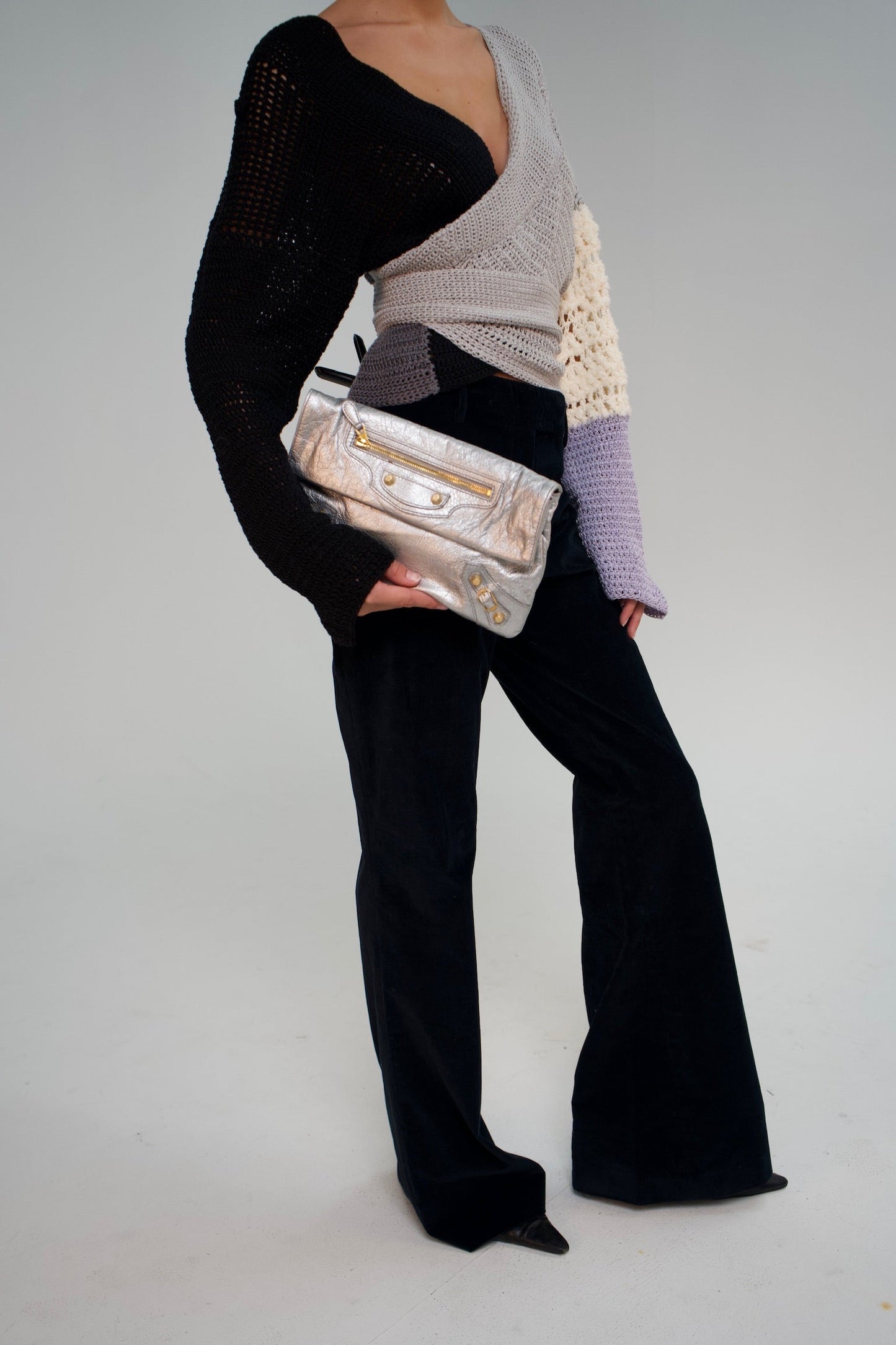 Balenciaga Silver Clutch