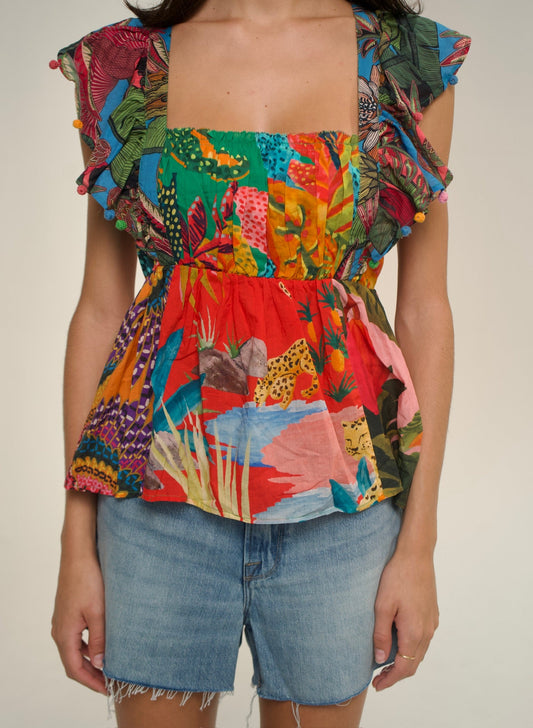 Farm Rio Tropical Mix Print Top