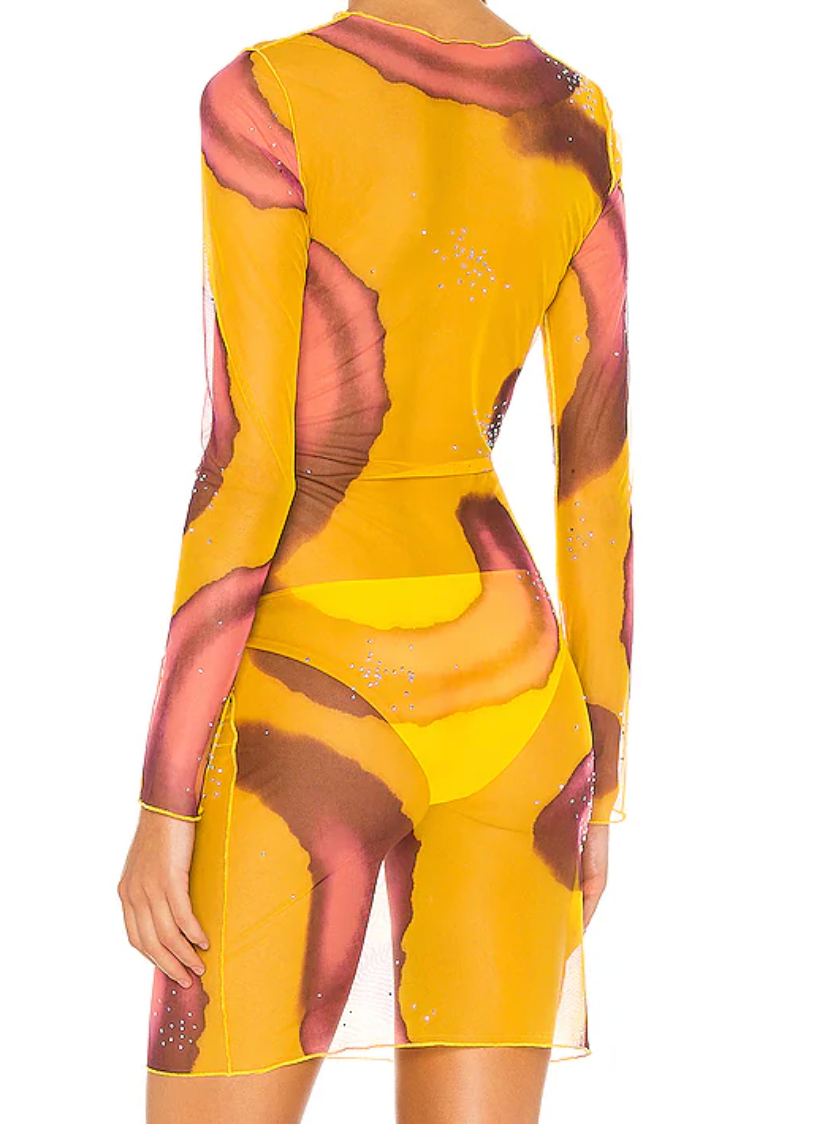 Kim Shui - Swirl Print Mesh Tie Dress