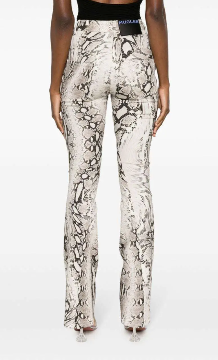 Mugler Snake Skin Flared Trousers