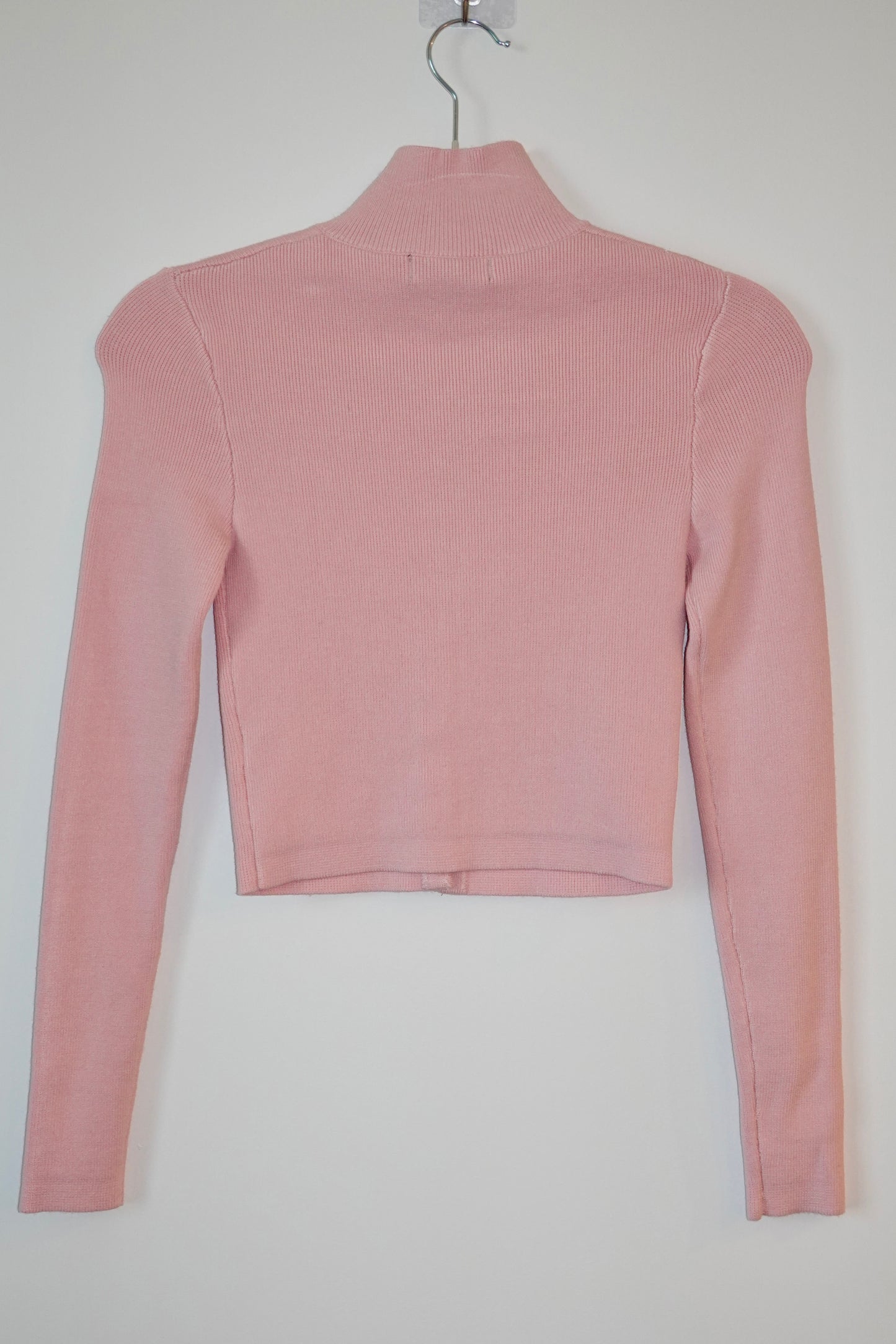 Naked Wardrobe - Pink Knit Pearl Button Turtleneck Top