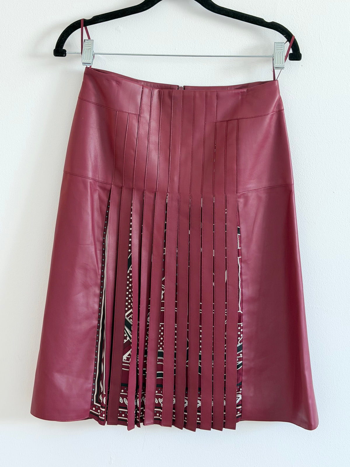 Hermes Leather Pleated Skirt