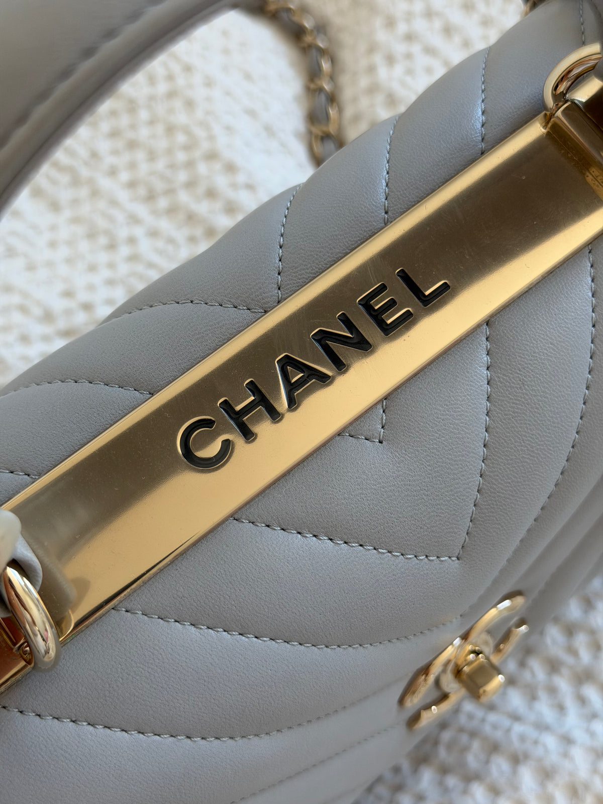 Chanel Grey Chevron Flap