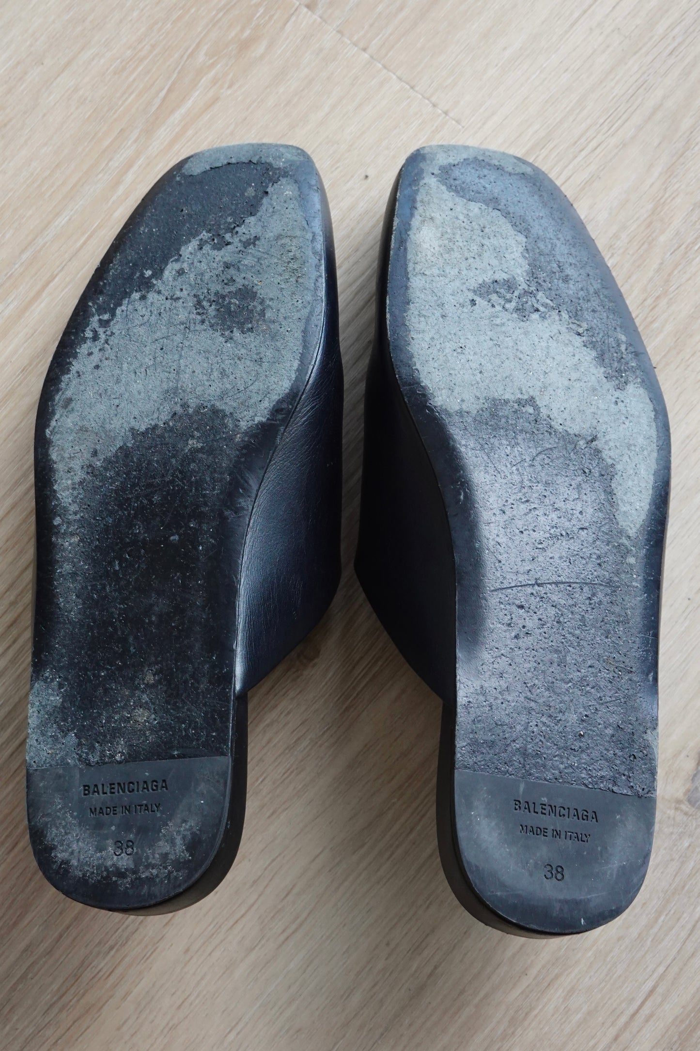 Balenciaga - Black Leather Slides