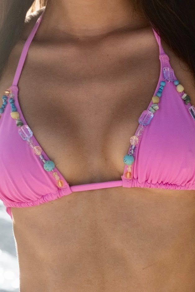 SKIMS - Pink Hand Beaded Bikini