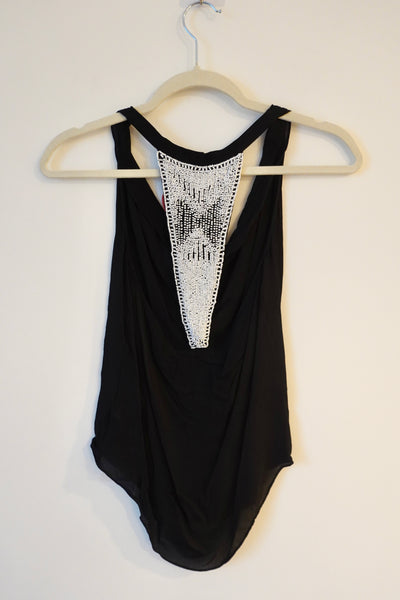 Haute Hippie - Black Silk Top Beaded Back