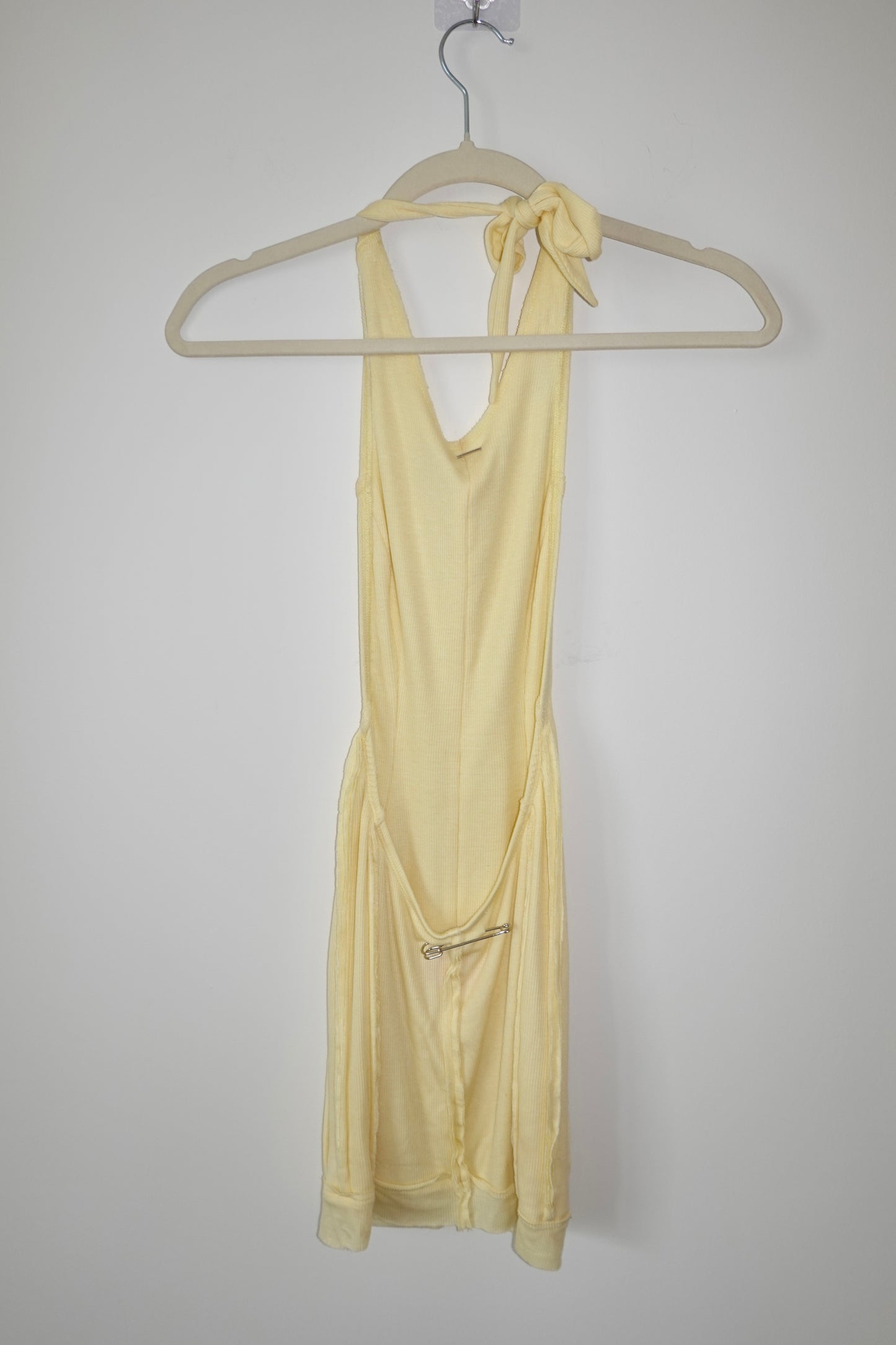 Butter Yellow Halter Mini Dress