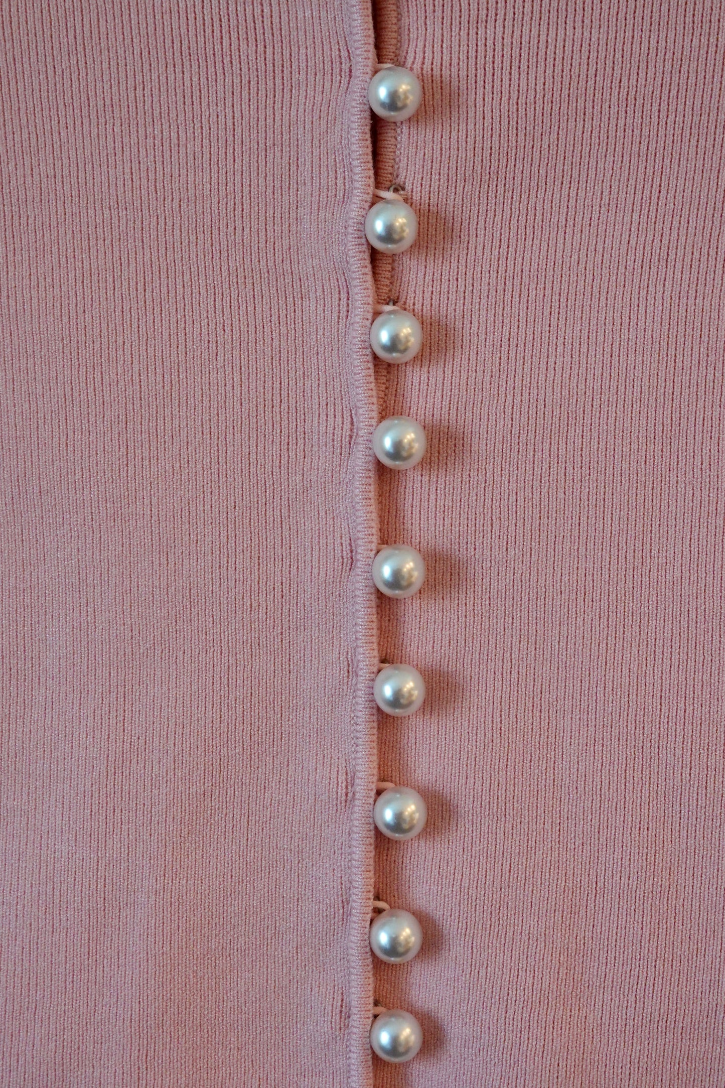 Naked Wardrobe - Pink Knit Pearl Button Turtleneck Top