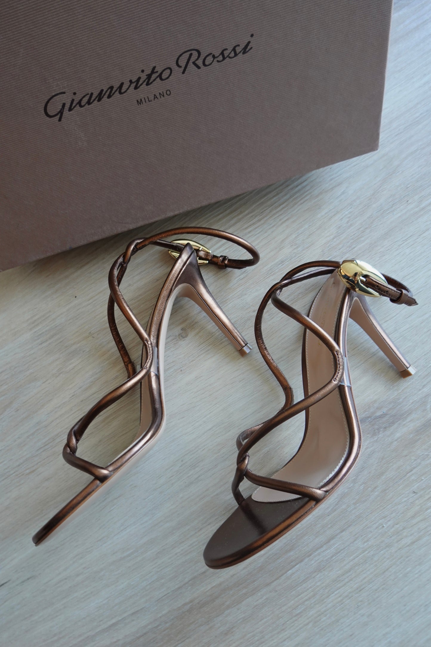 Gianvito Rossi - Brown Metallic Strappy Sandals