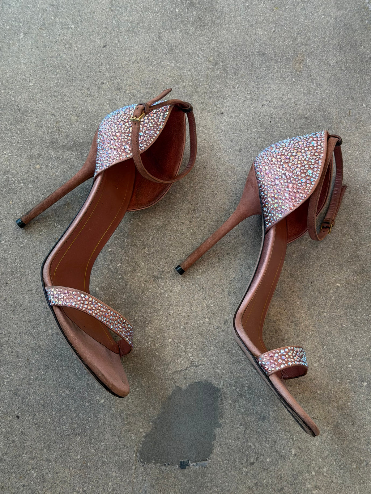 Gucci - Pink Crystal Embellished Sandals