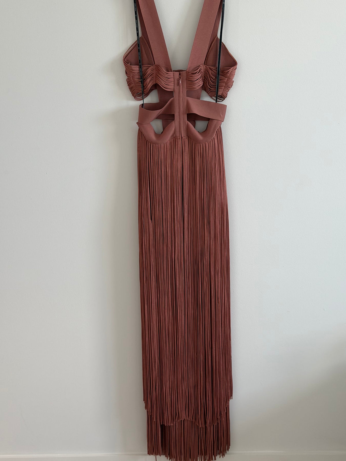 Herve Leger Rose Fringe Gown