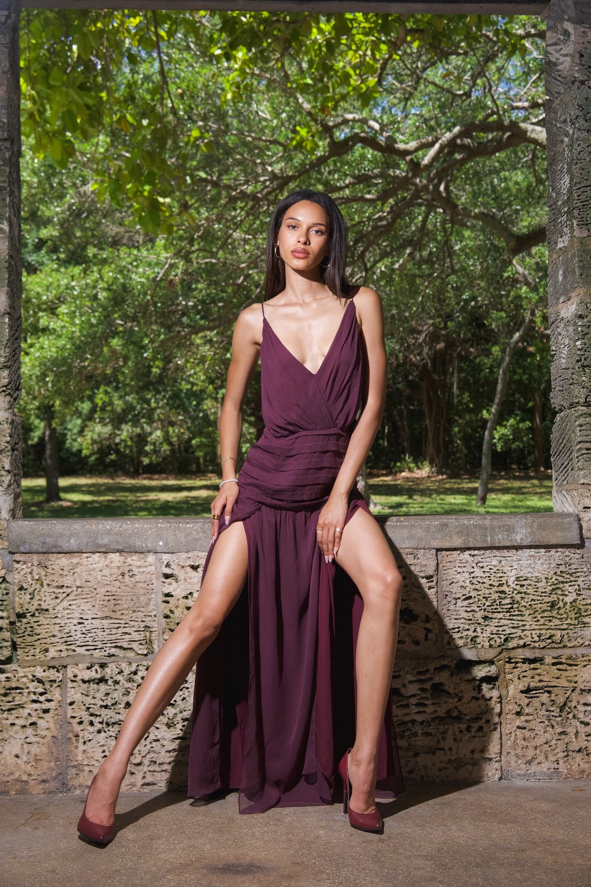 Haute Hippie - Purple Silk Slit Gown