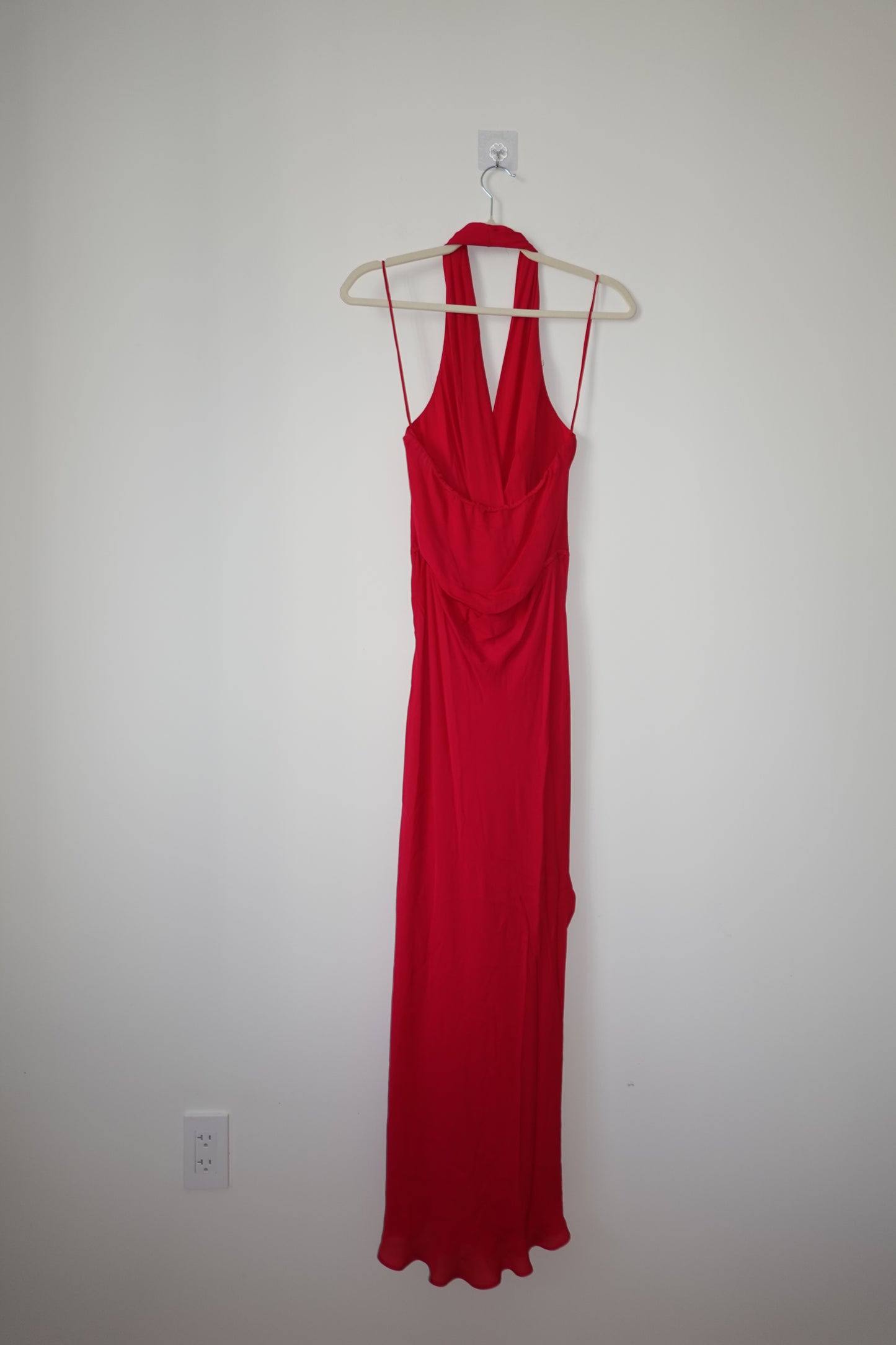 Haute Hippie - Strawberry Red Silk Gown With Floral Detail