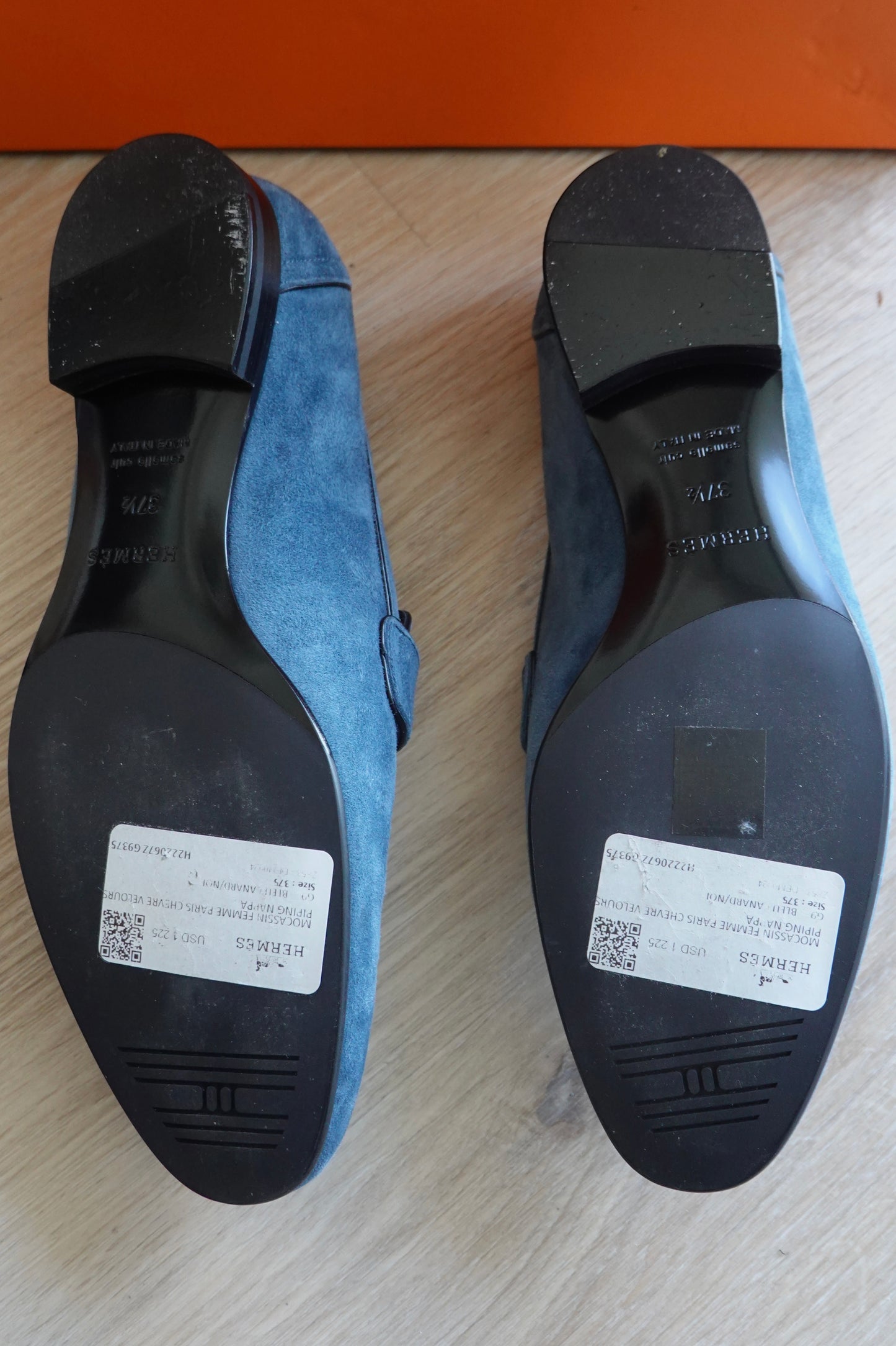 Hermes - Blue Suede Paris Loafers