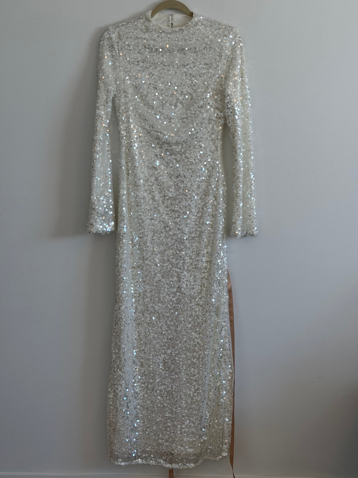 White Sequin Openback Gown