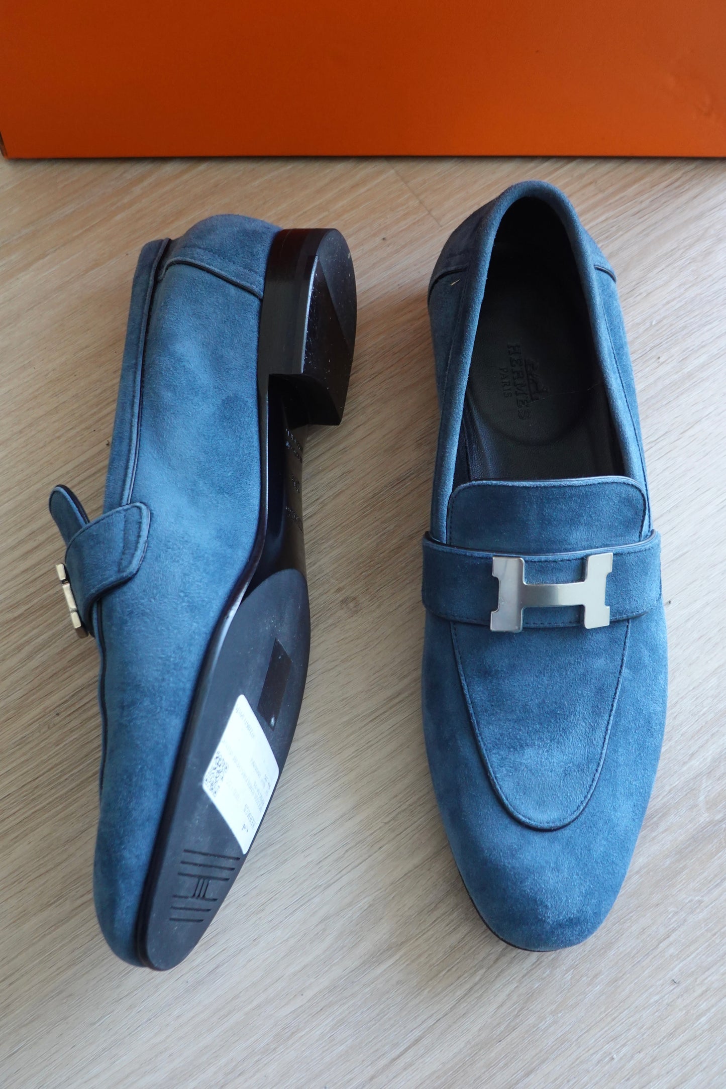 Hermes - Blue Suede Paris Loafers