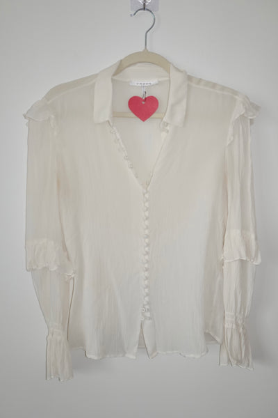 Frame - Silk Ruffle Sleeve Top