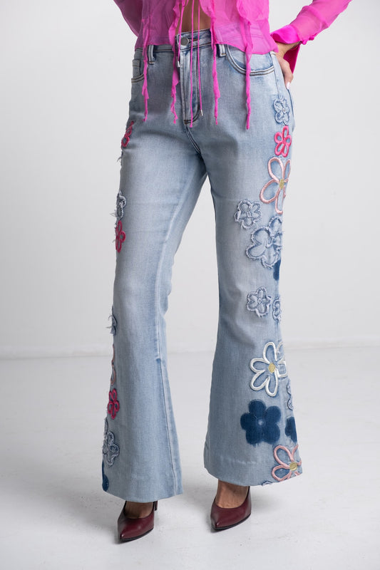 Floral Denim Bootcut Jeans