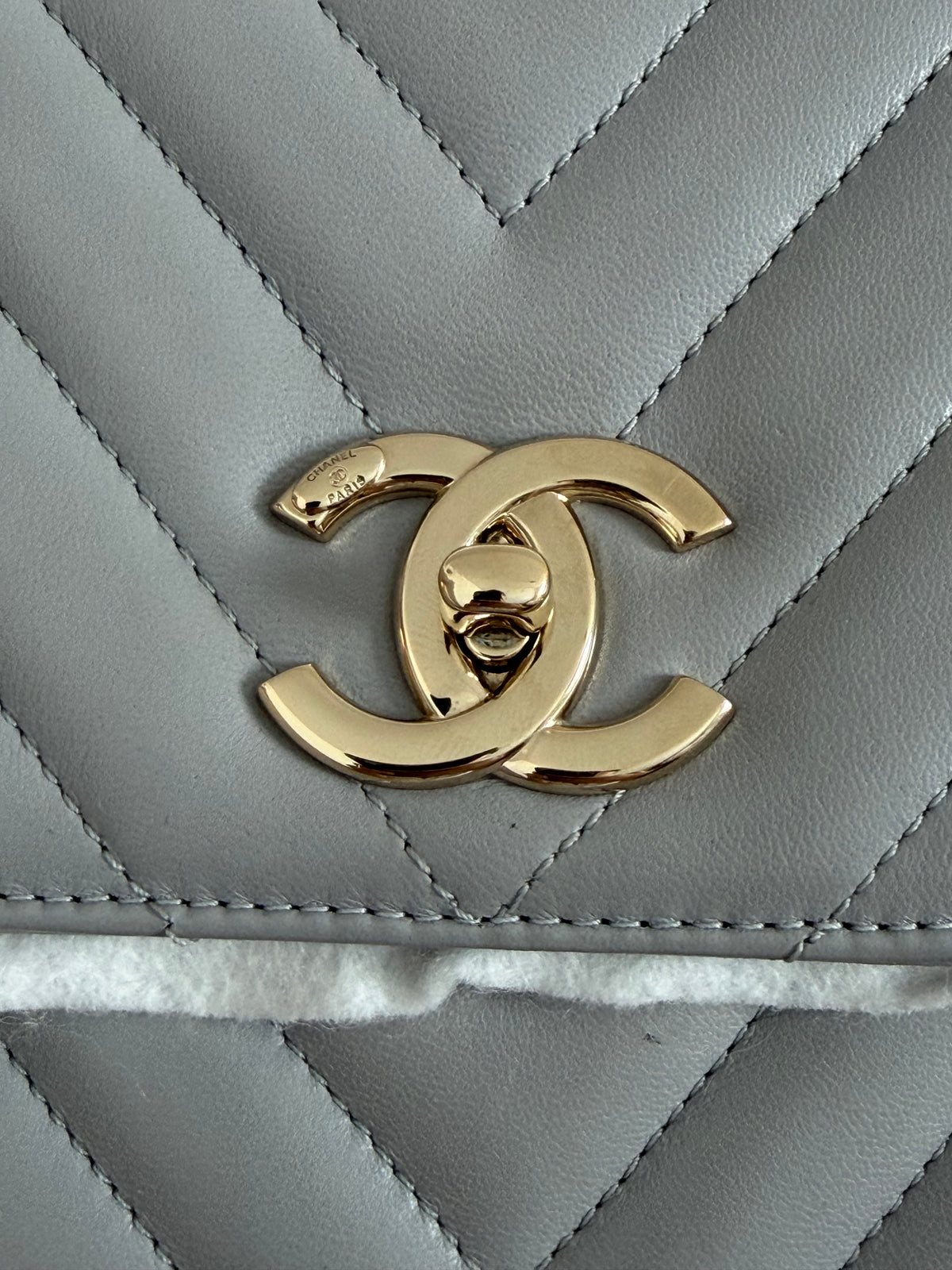 Chanel Grey Chevron Flap