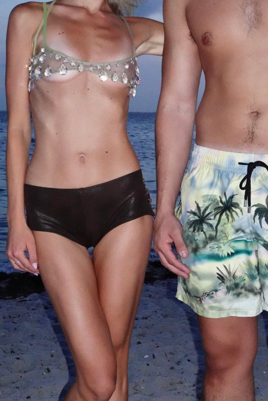 Frankie's Bikinis - Brown Boy Shorts