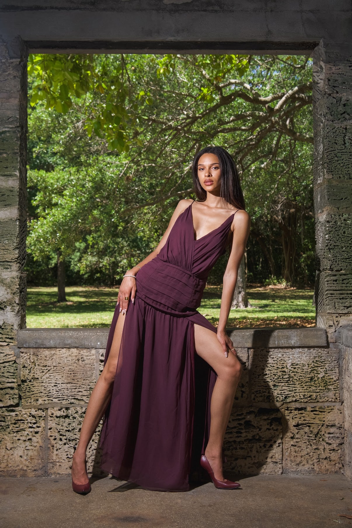 Haute Hippie - Purple Silk Slit Gown