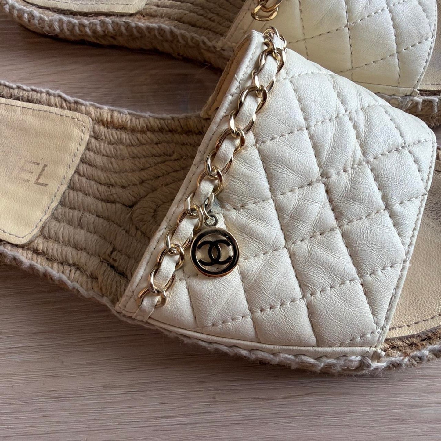 Chanel - Cream Leather Sandals