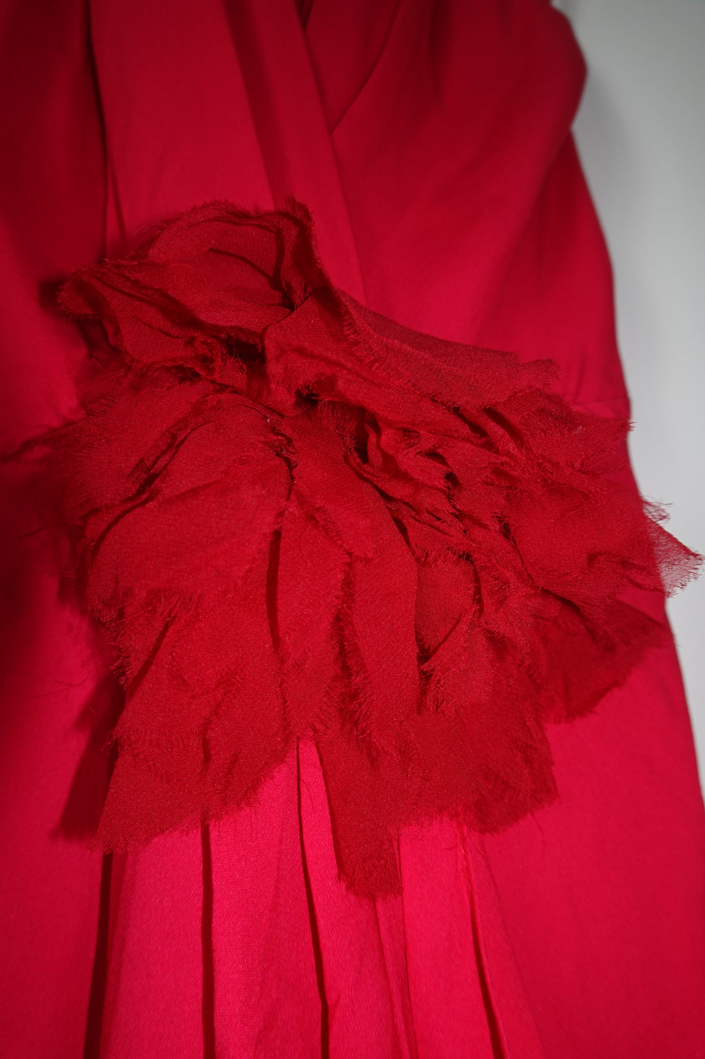 Haute Hippie - Strawberry Red Silk Gown With Floral Detail