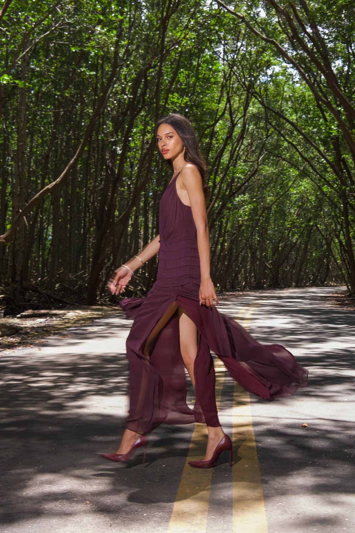 Haute Hippie - Purple Silk Slit Gown