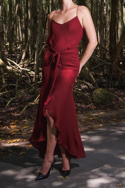 Haute Hippie - Red High-Low Silk Dress