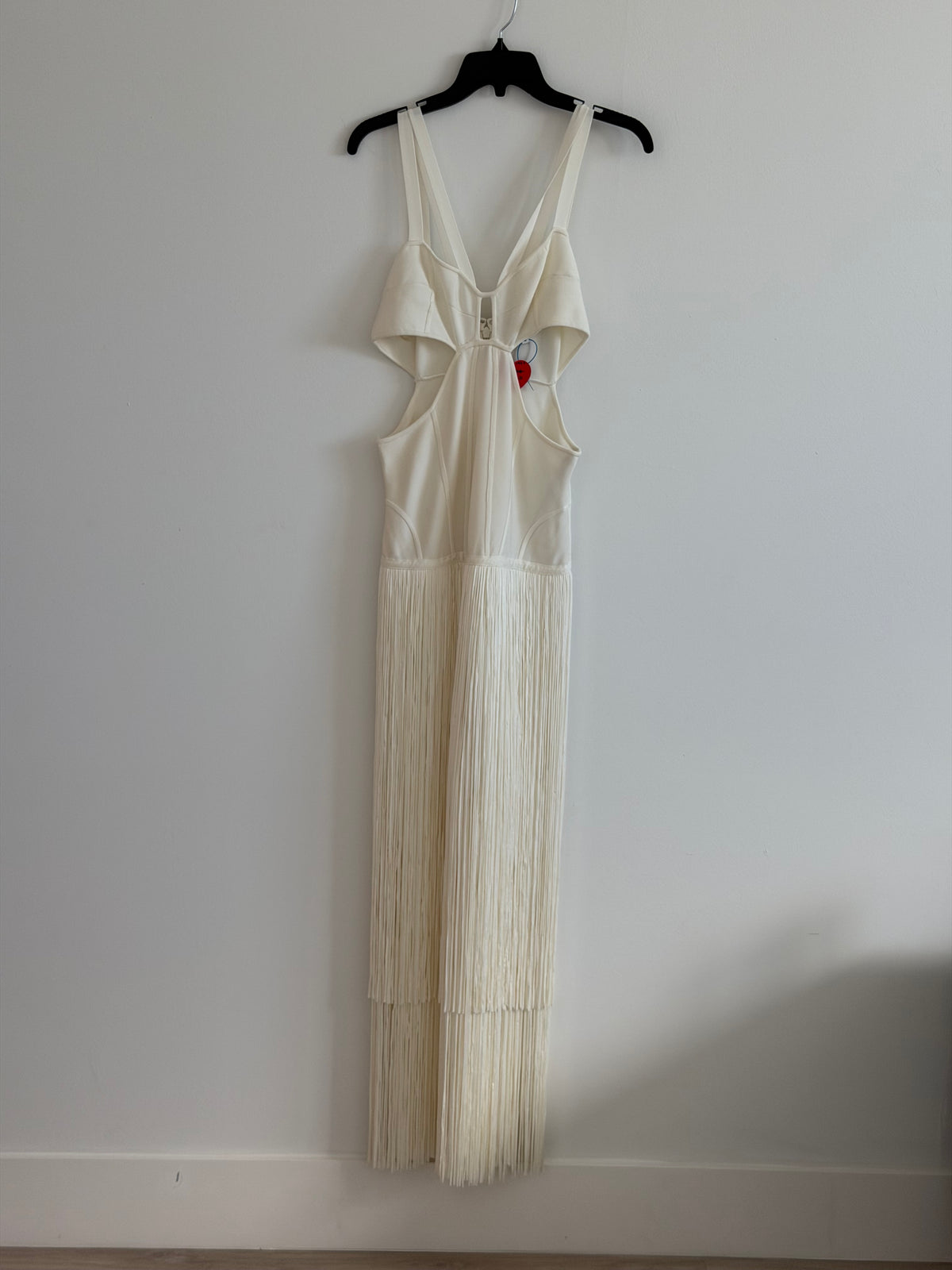 Herve Leger Ivory Fringe Gown