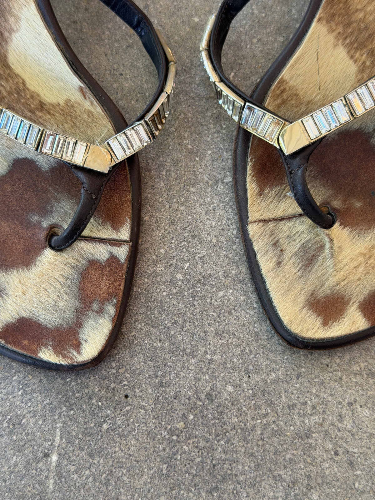 Vicini - Cowhide Crystal Thong Sandals