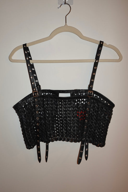 Nonchalant The Label - Leather Woven Top