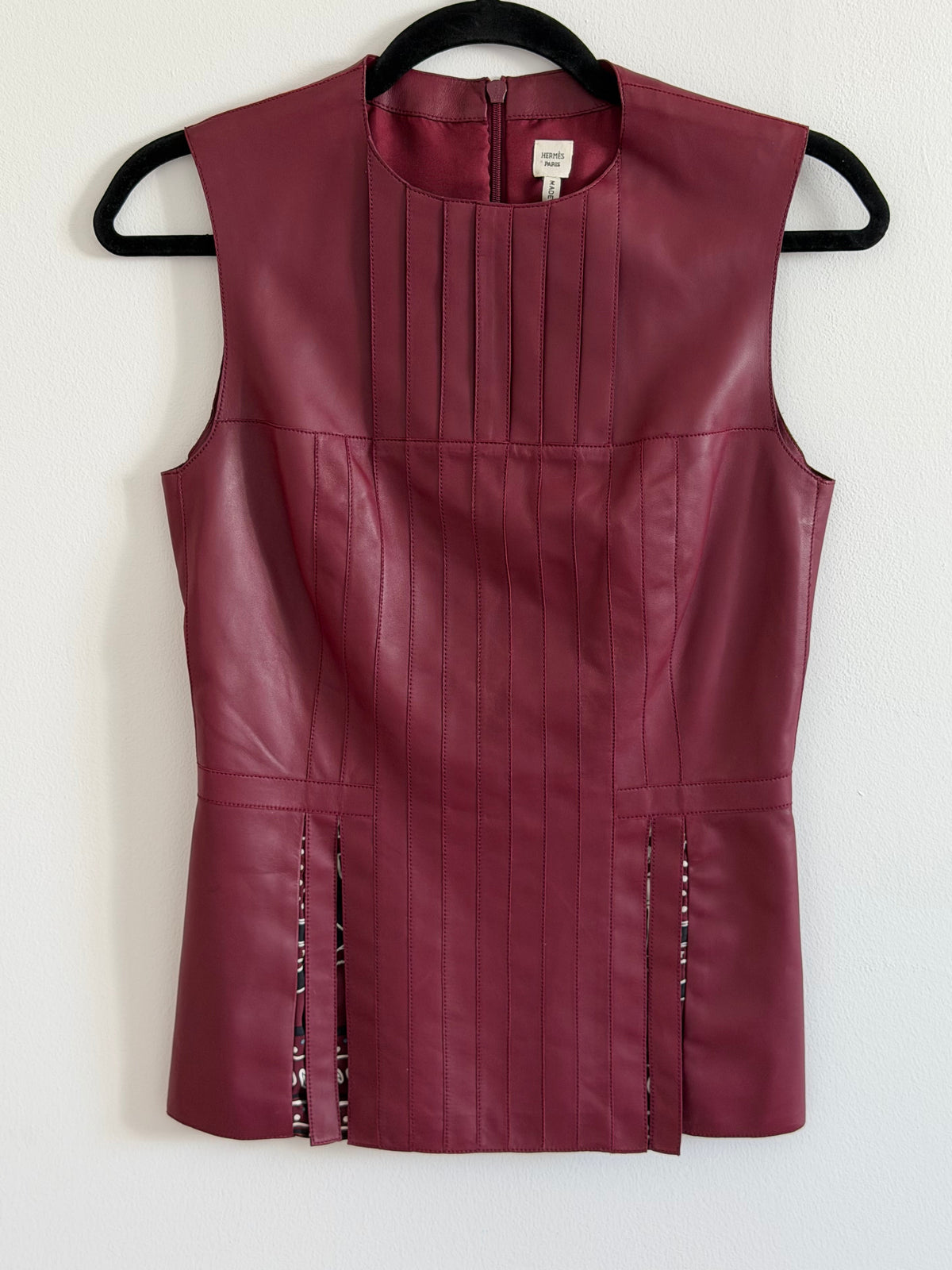 Hermes Leather Pleated Top