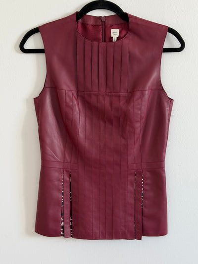 Hermes Leather Pleated Top