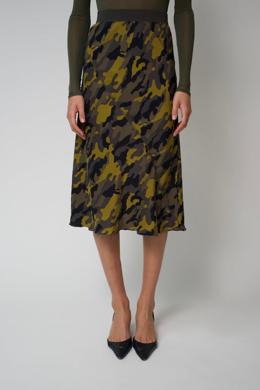 Camouflage Silk Skirt