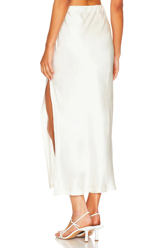 Enza Costa - Ivory Satin Bias Cut Skirt