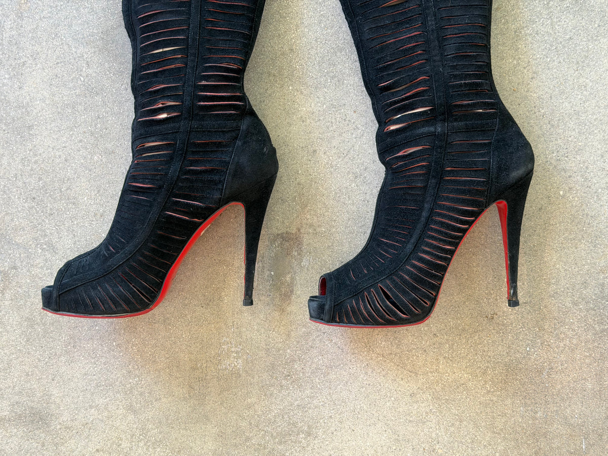 Christian Louboutin- "Stitch Me" Knee-High Boots