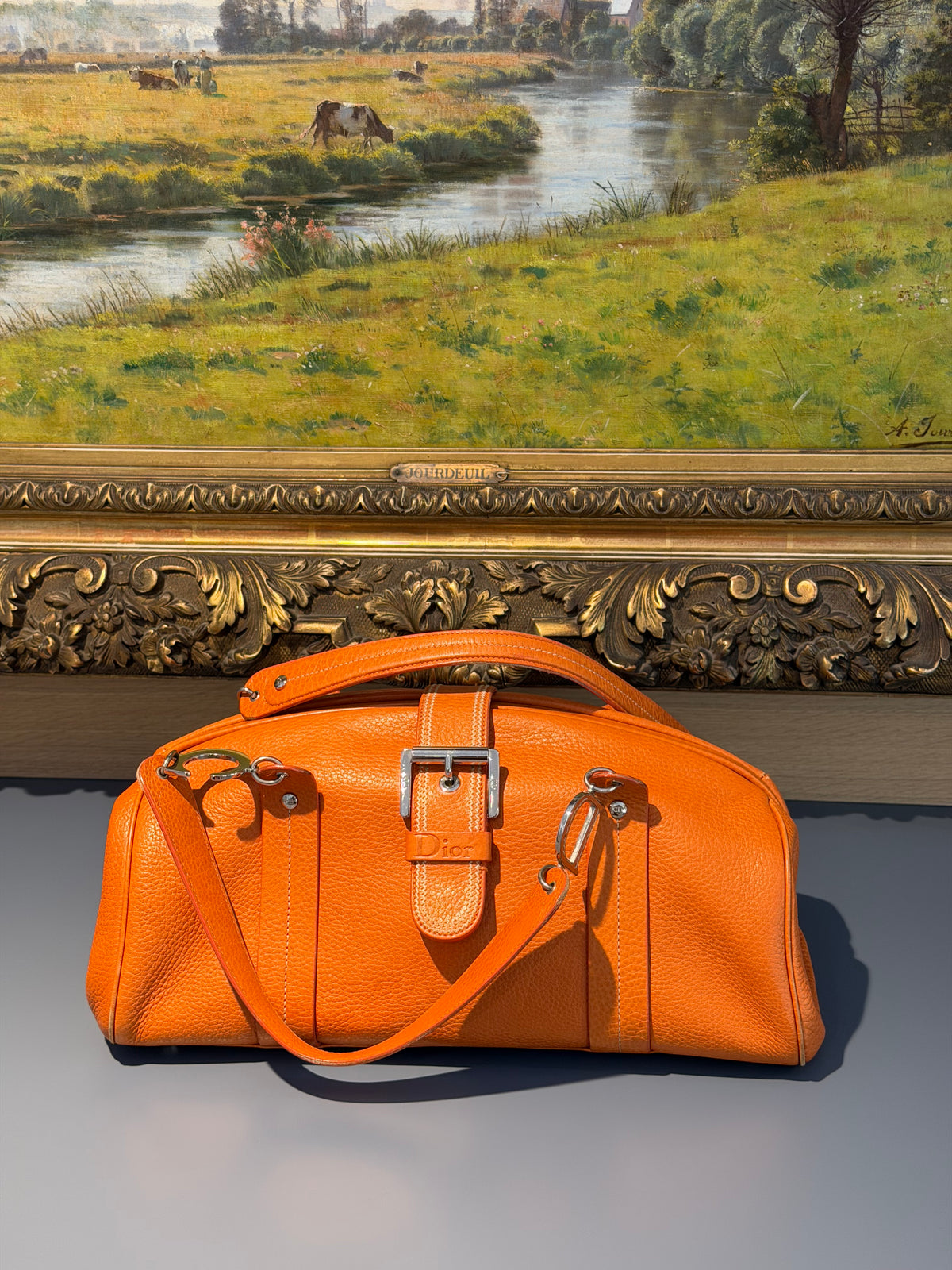 Vintage Dior - Orange Leather Bowling Bag