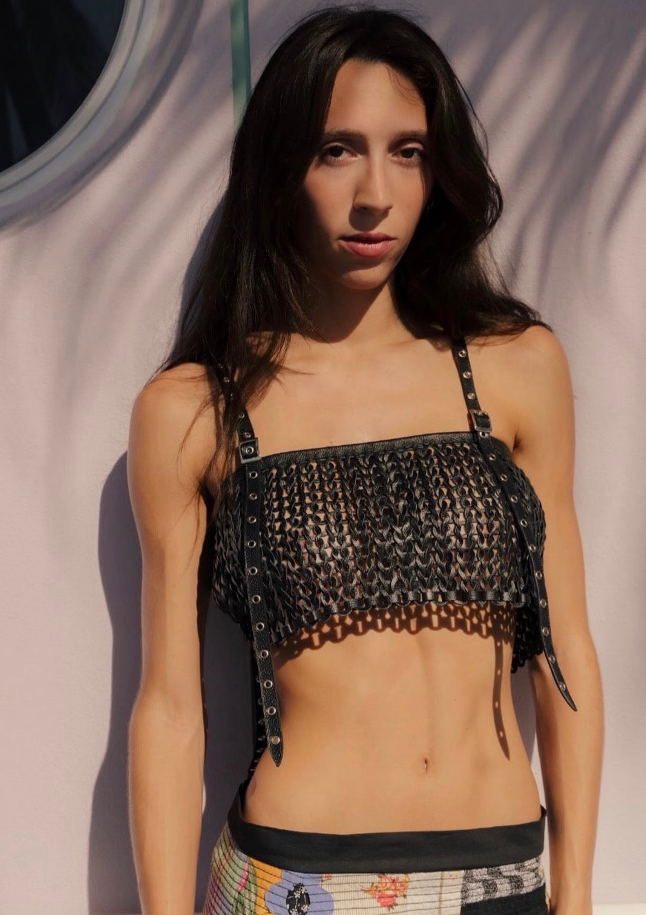 Nonchalant The Label - Leather Woven Top