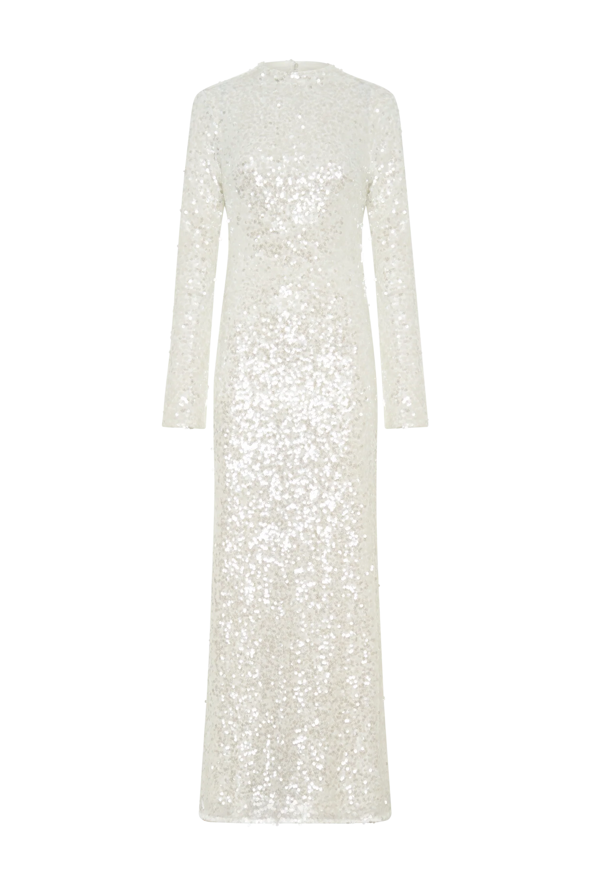 White Sequin Openback Gown