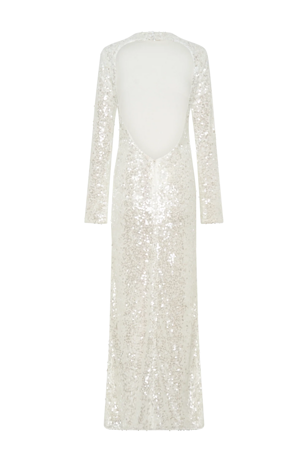 White Sequin Openback Gown