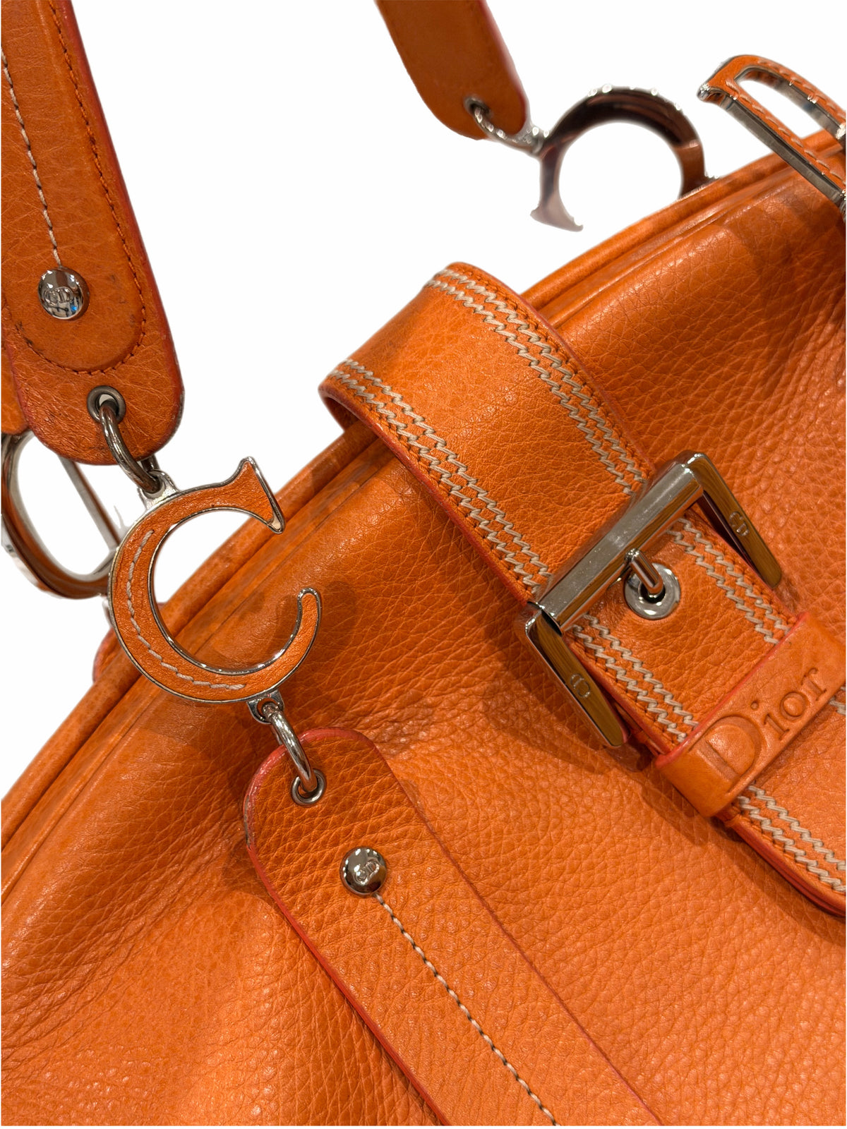 Vintage Dior - Orange Leather Bowling Bag