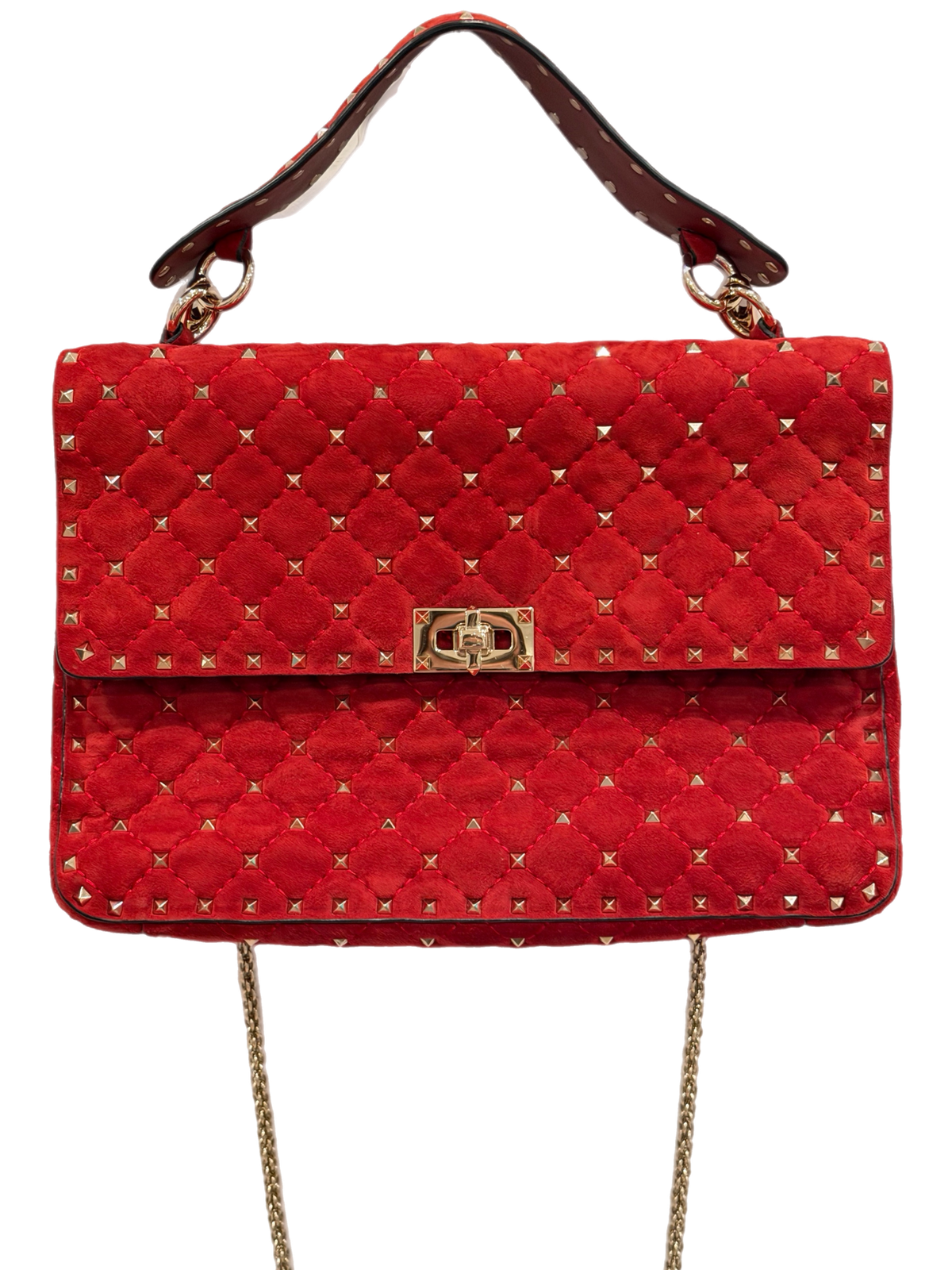 Valentino - Red Suede Spike Bag