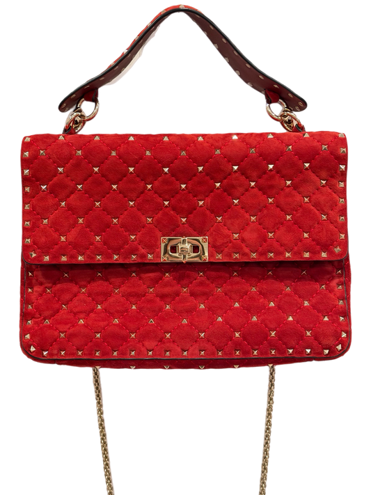 Valentino - Red Suede Spike Bag